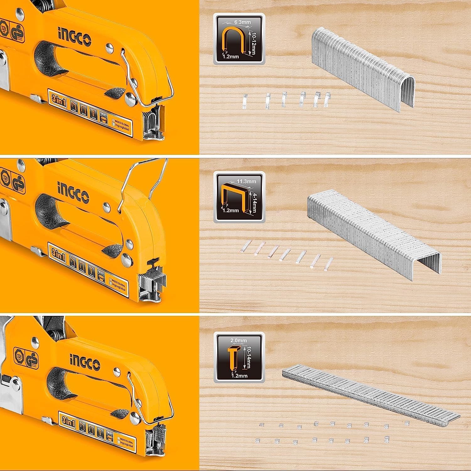 INGCO Stapler, 3 in 1 Nail Gun