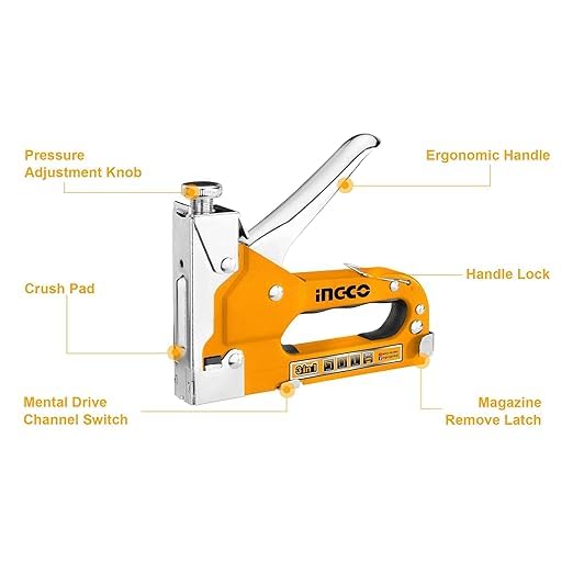 INGCO Stapler, 3 in 1 Nail Gun