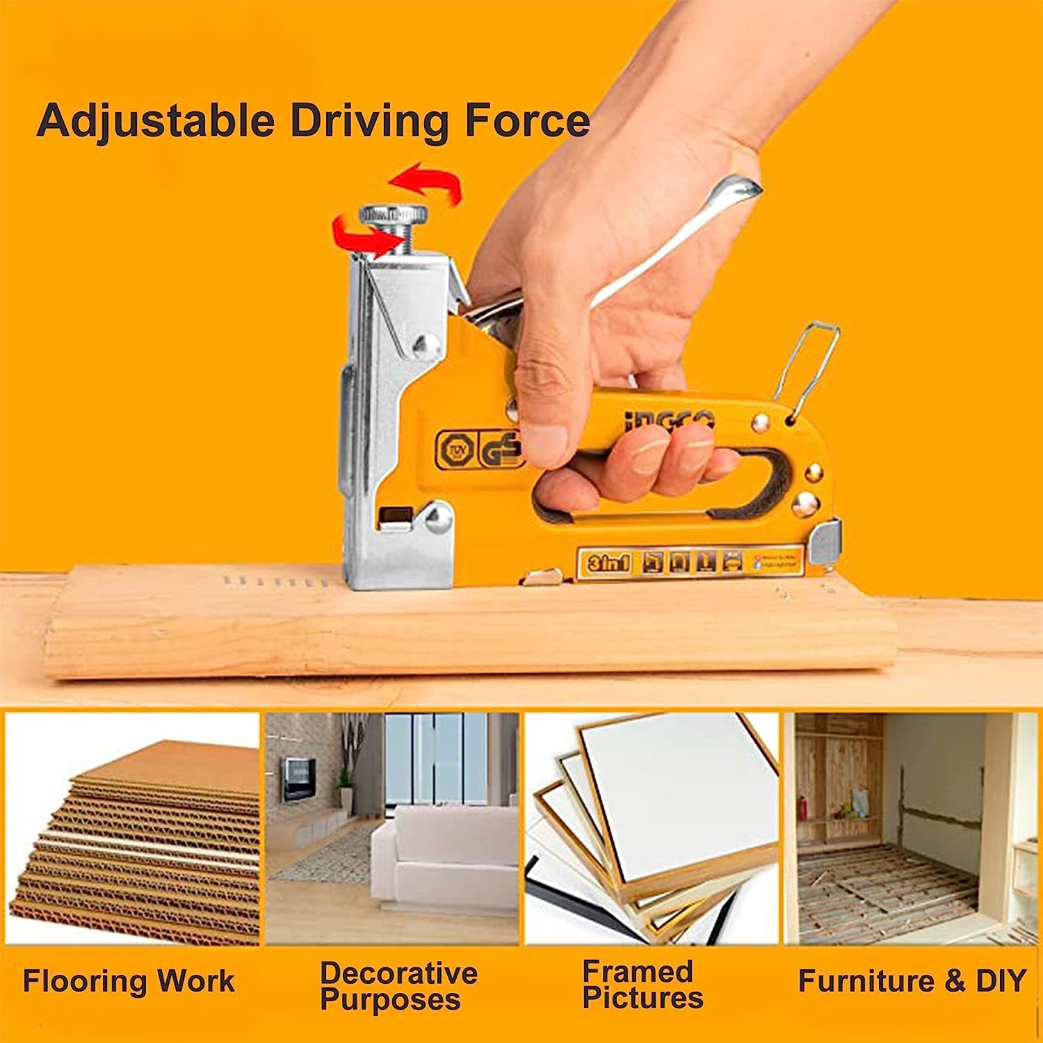 INGCO Stapler, 3 in 1 Nail Gun