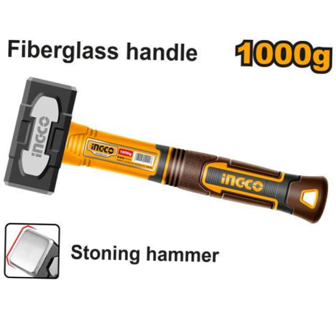 INGCO 1000G Stoning Hammer – Heavy Duty Fiberglass Handle Hammer - HSTH81000