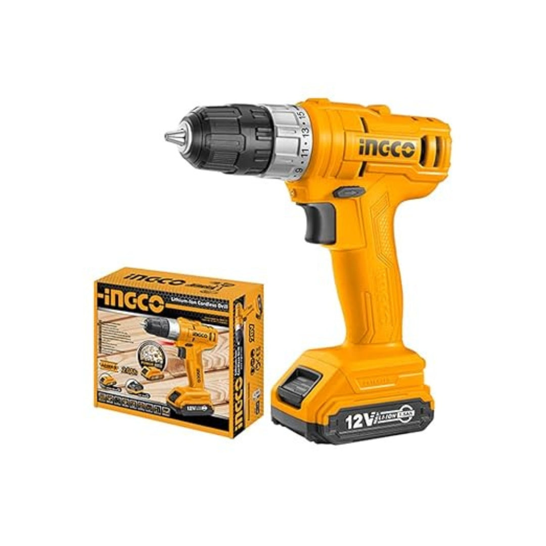 INGCO 12V Cordless Drill – 20Nm Compact Drill Machine - CDLI1211