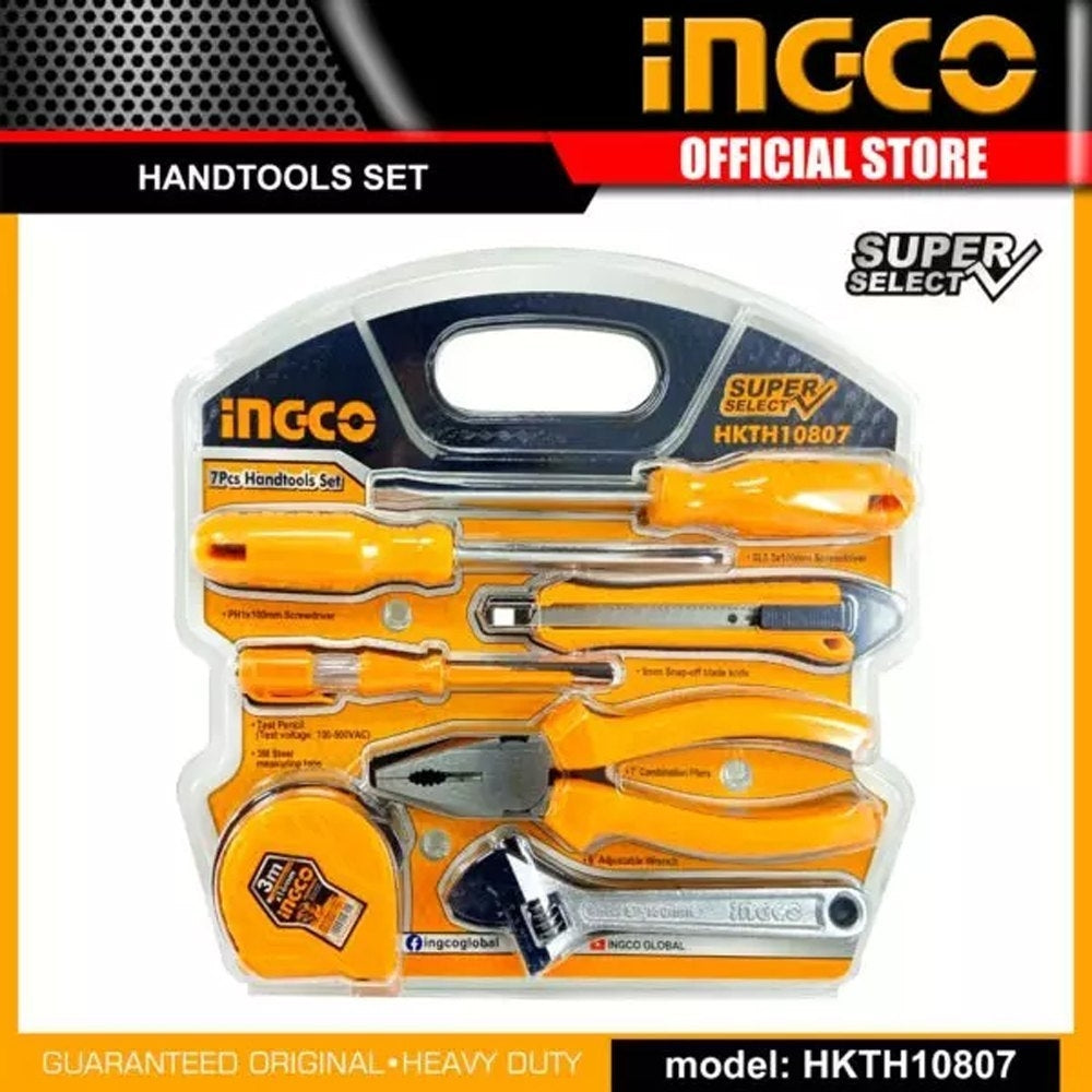 INGCO 7 Pcs Hand Tools Set – Pliers, Wrench & Screwdriver Kit - HKTH10807
