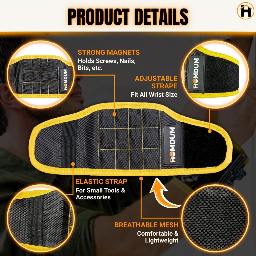 HOMDUM Magnetic Wrist Band – Adjustable Breathable Wrist Strap