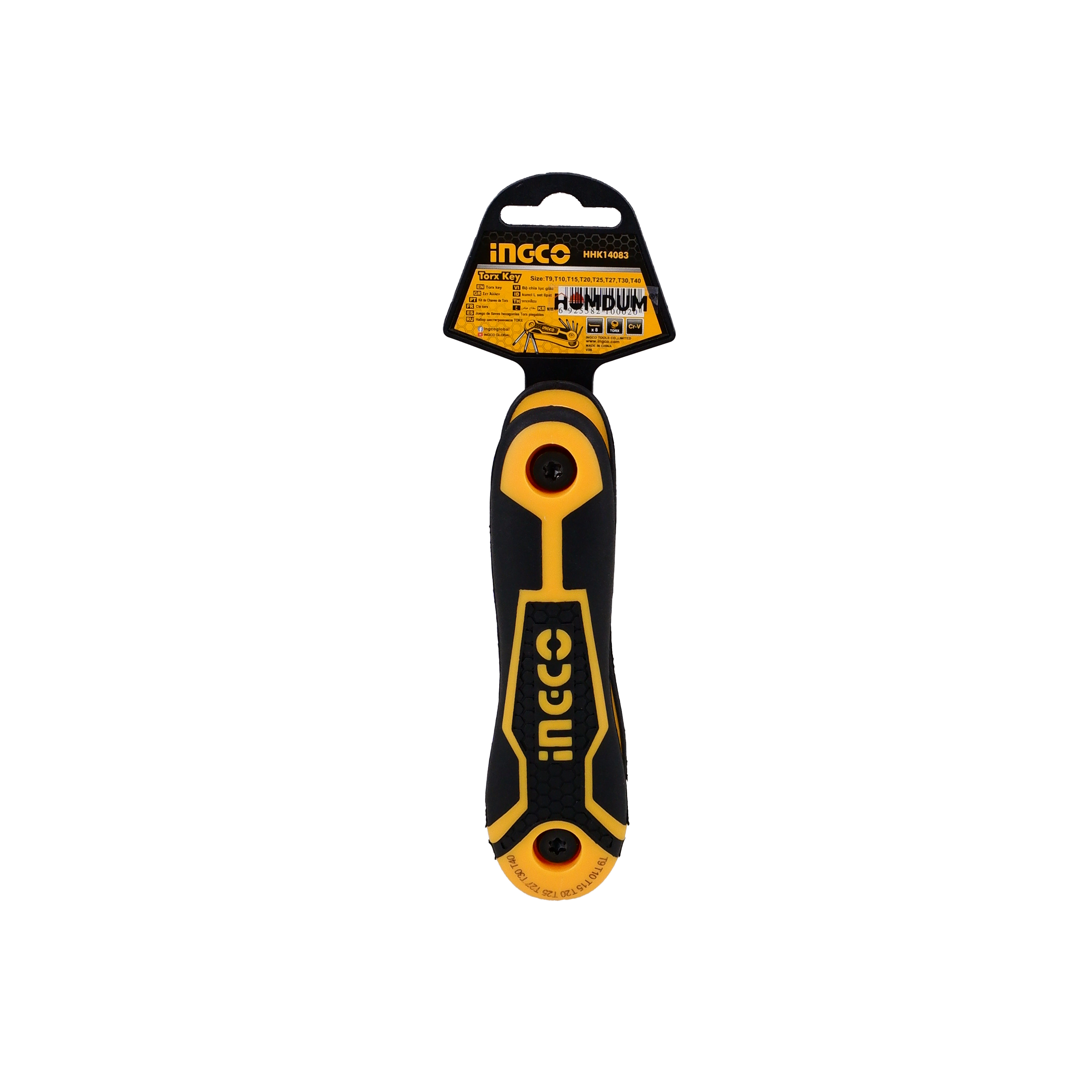 Homdum 8 in 1 INGCO Professional Folding Multi-Purpose Torx Key Wrench set ergonomically designed rubberized grip Star key Made of CRV Steel sizes T9 to T40