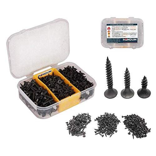 Homdum Assorted Black Dry Wall Screws 3 Sizes (13 mm to 25 mm) + Ph Bit 1 nos, (Pack of 451 Pieces)