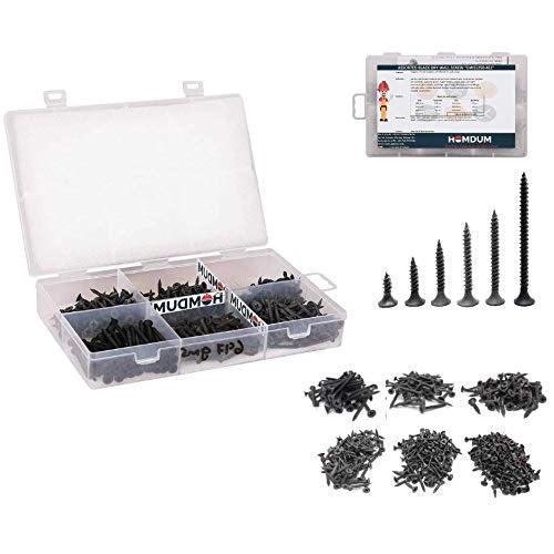 Homdum Assorted Black Dry Wall Screws 3 Sizes (13 mm to 25 mm) + Ph Bit 1 nos, (Pack of 451 Pieces)