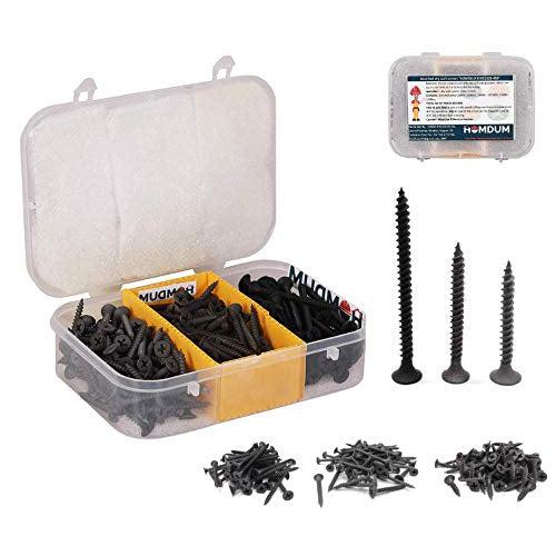 Homdum Assorted Black Dry Wall Screws 3 Sizes (13 mm to 25 mm) + Ph Bit 1 nos, (Pack of 451 Pieces)