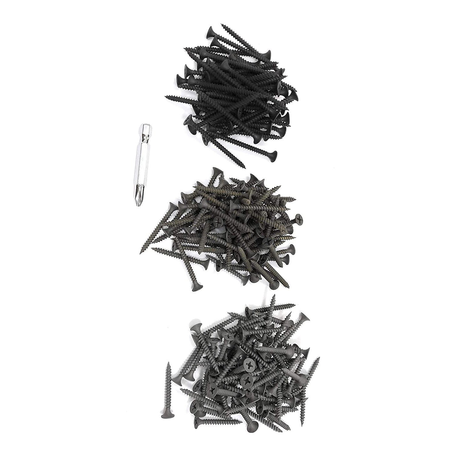 Homdum Assorted Black Dry Wall Screws 3 Sizes (13 mm to 25 mm) + Ph Bit 1 nos, (Pack of 451 Pieces)