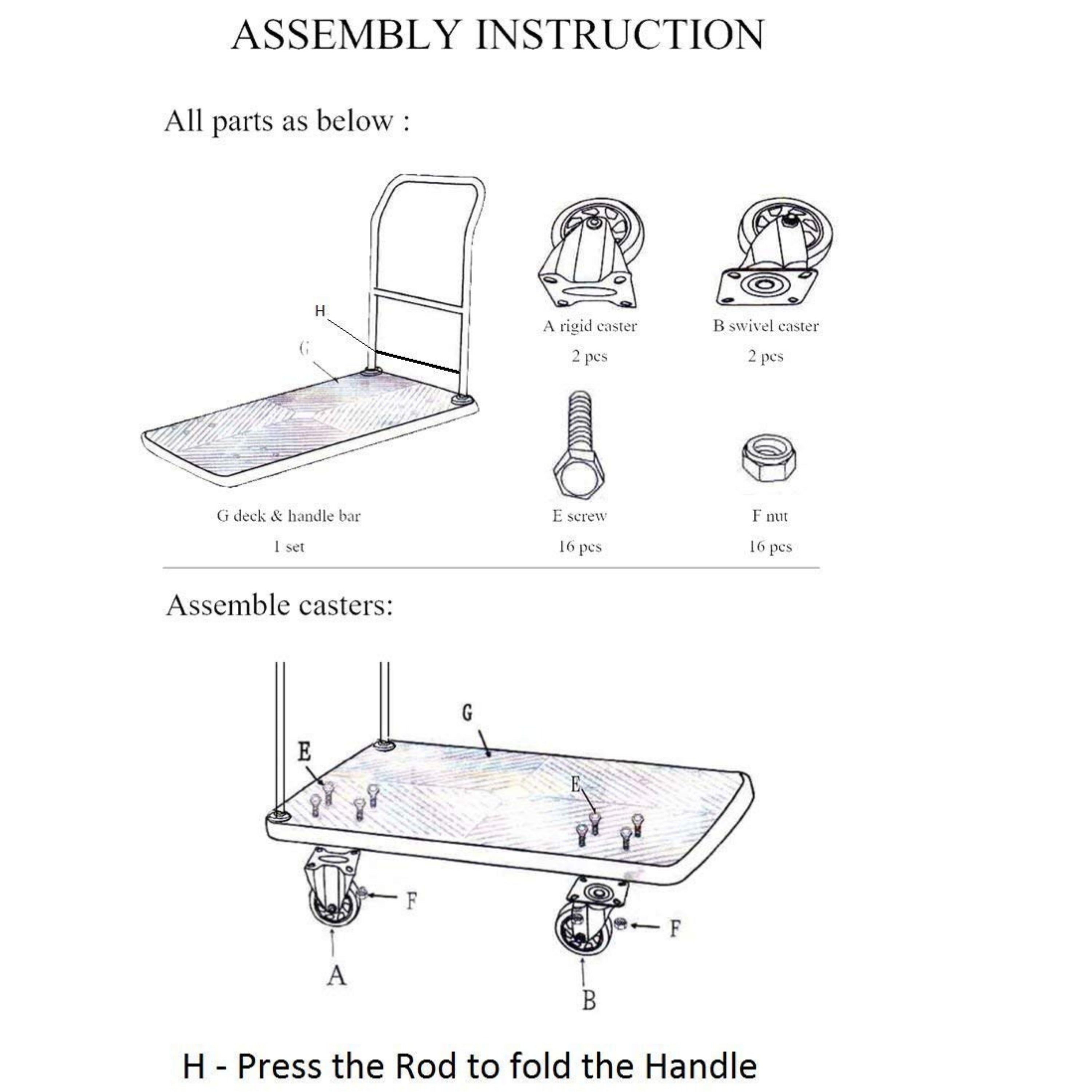 Homdum platform trolley 150kg Assembly
