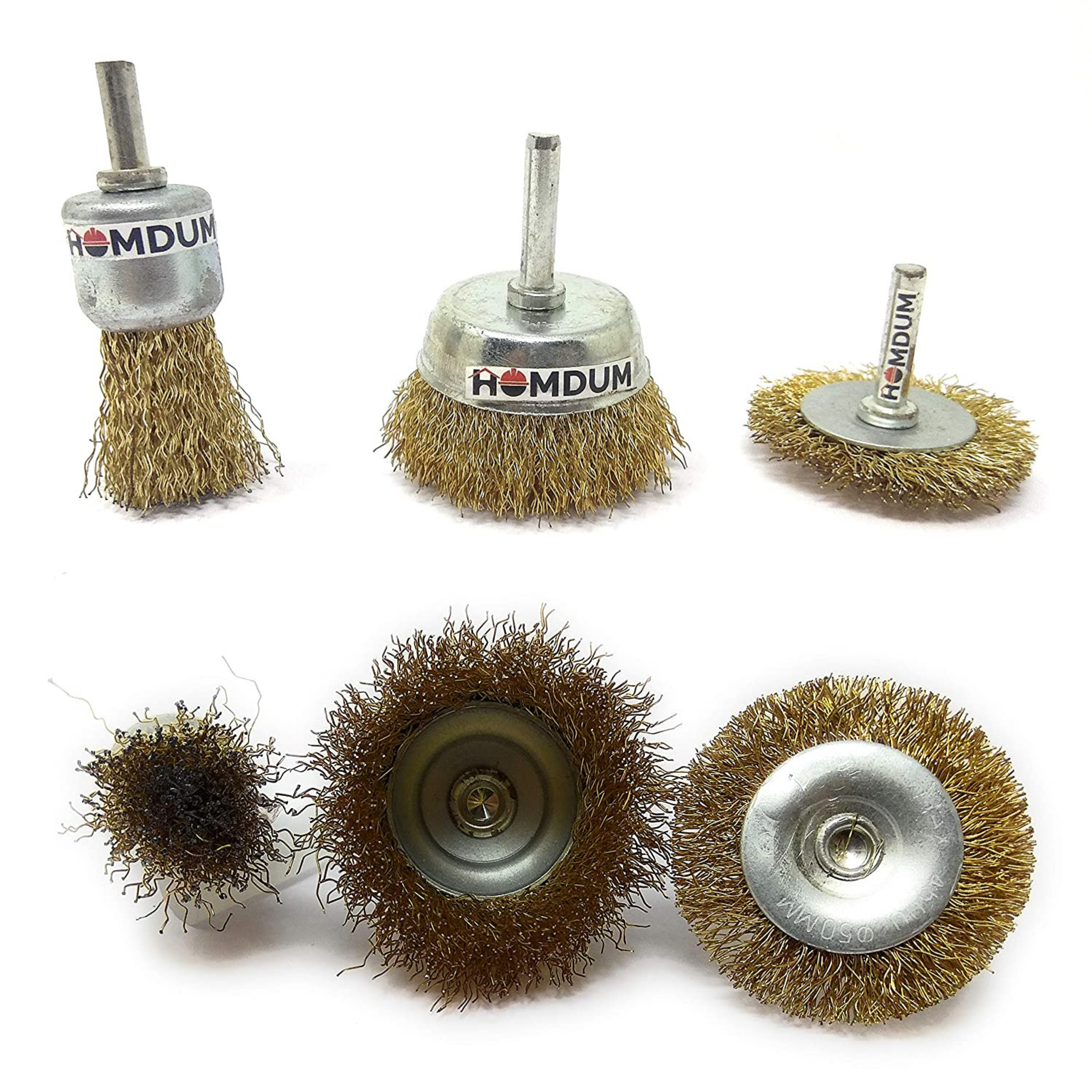 Homdum 3 Pcs Multipurpose Rotary Brass Wire Brush Kit