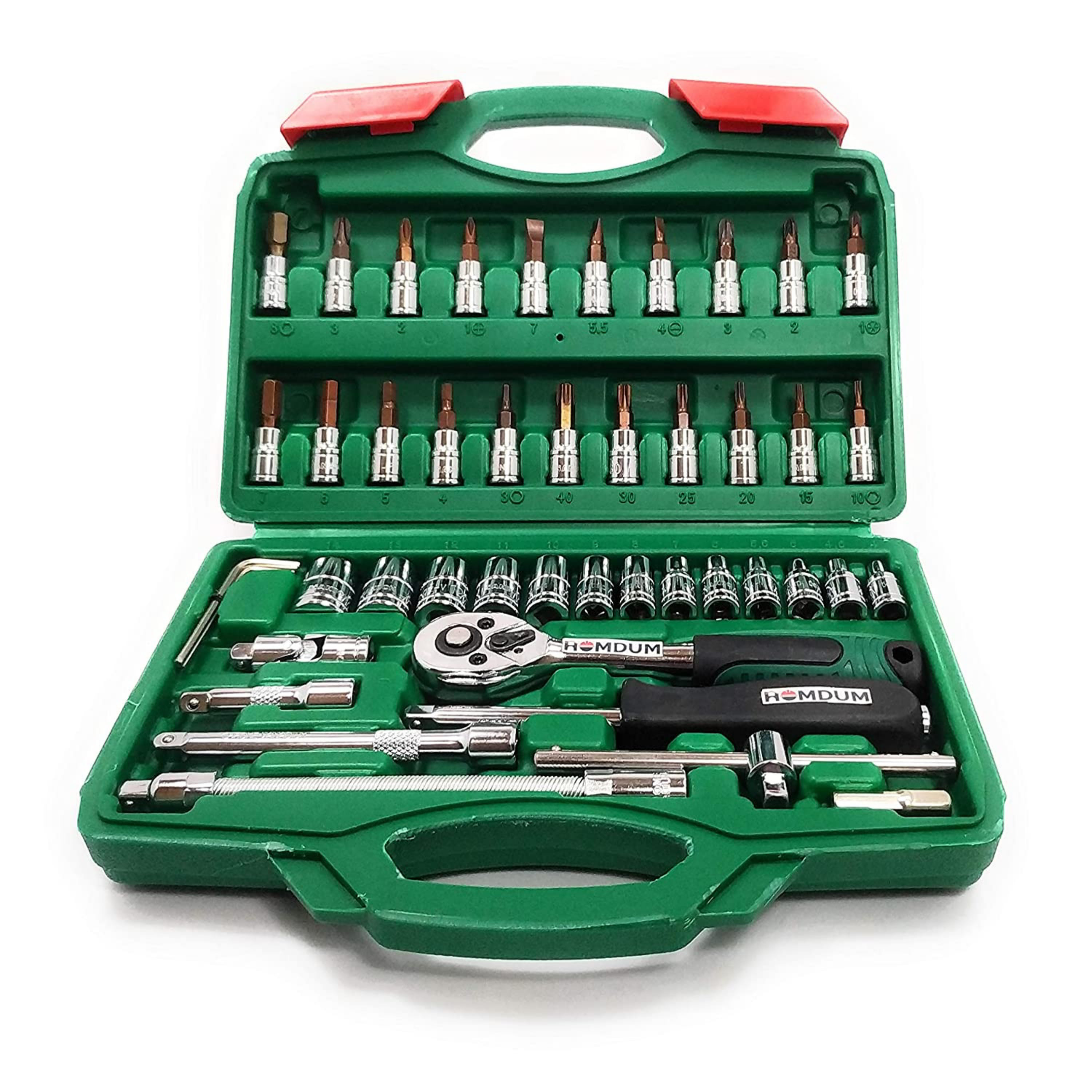 Homdum 46 Piece 1/4" Drive Socket Wrenchi with Reversible Ratchet Spanner