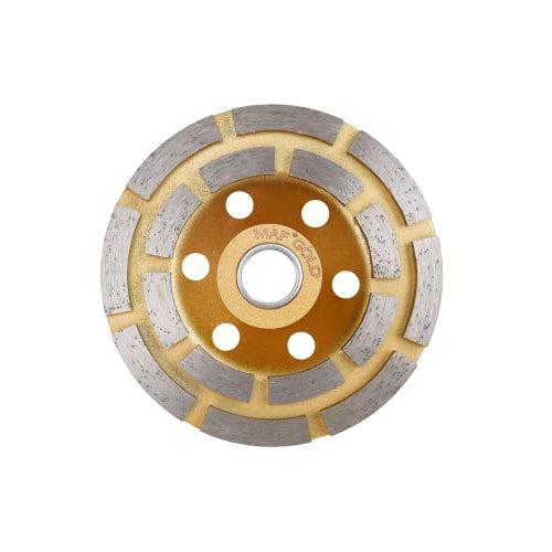 Homdum 4 Inch 100mm Double Row Segmented Diamond Cup Angle Grinder Wheel for Removal of Concrete and Paint Epoxy etc from Marble Granite Stone by Grinding disc Gold.