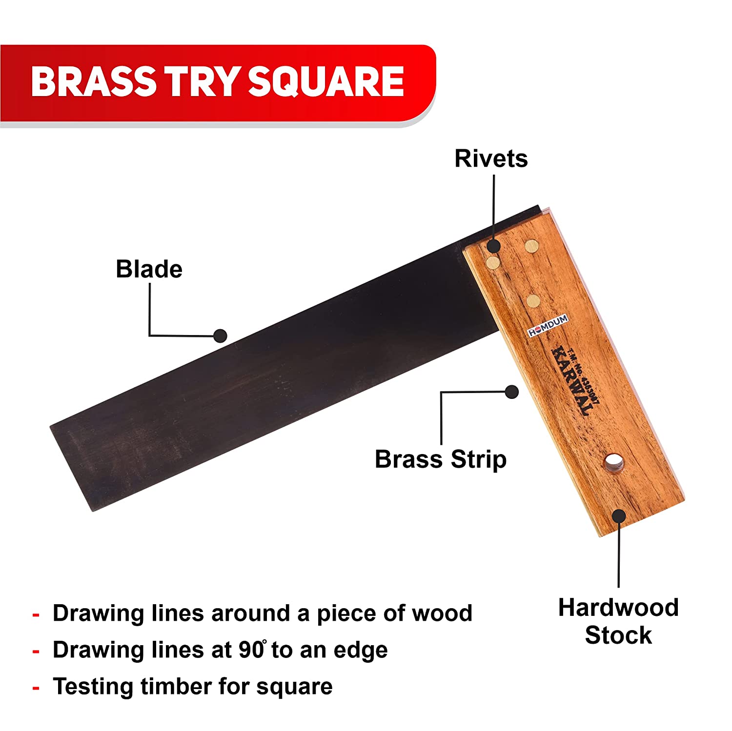 HOMDUM 9INCH CARPENTER TRY SQUARE