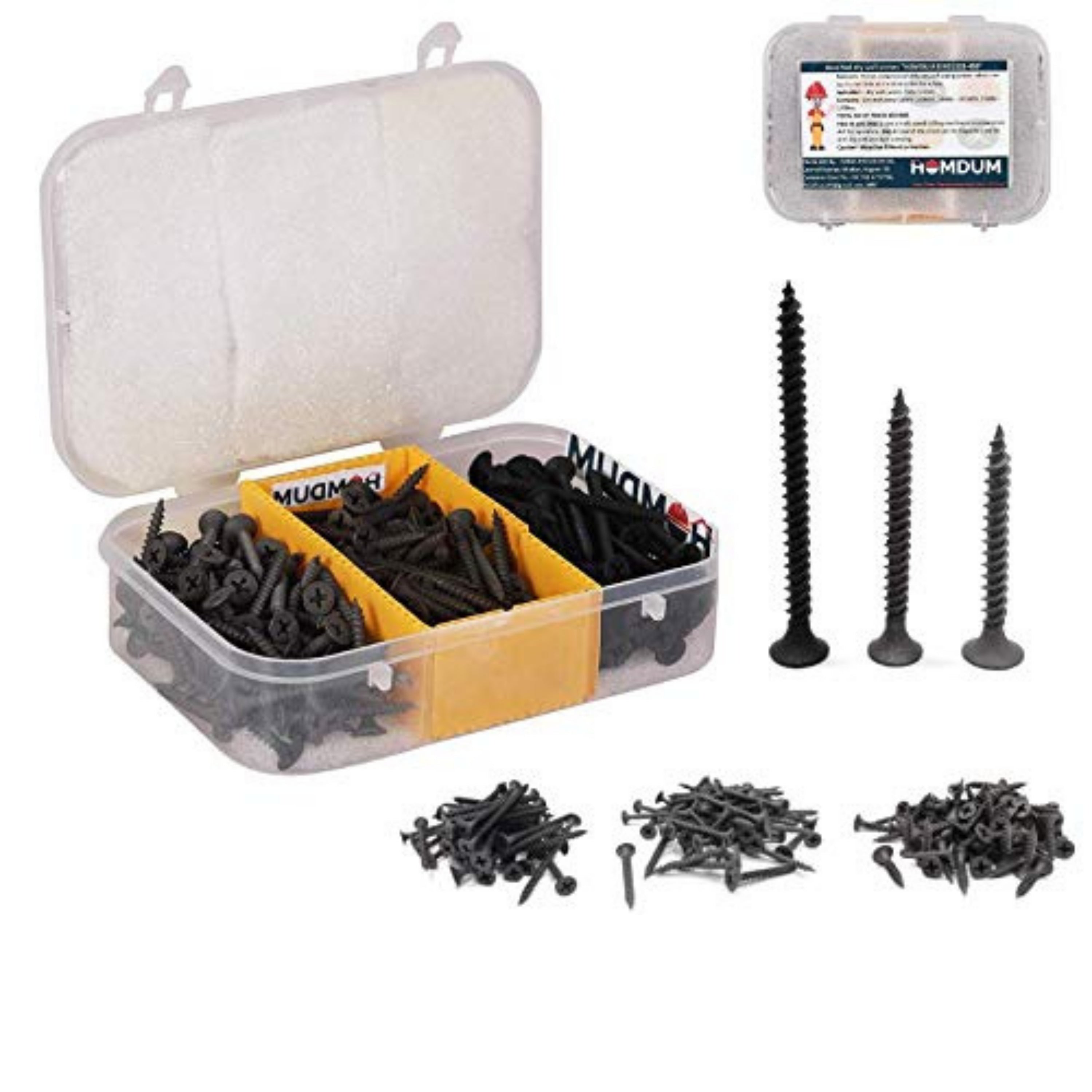Homdum Assorted Black Dry Wall Screws 3 Sizes