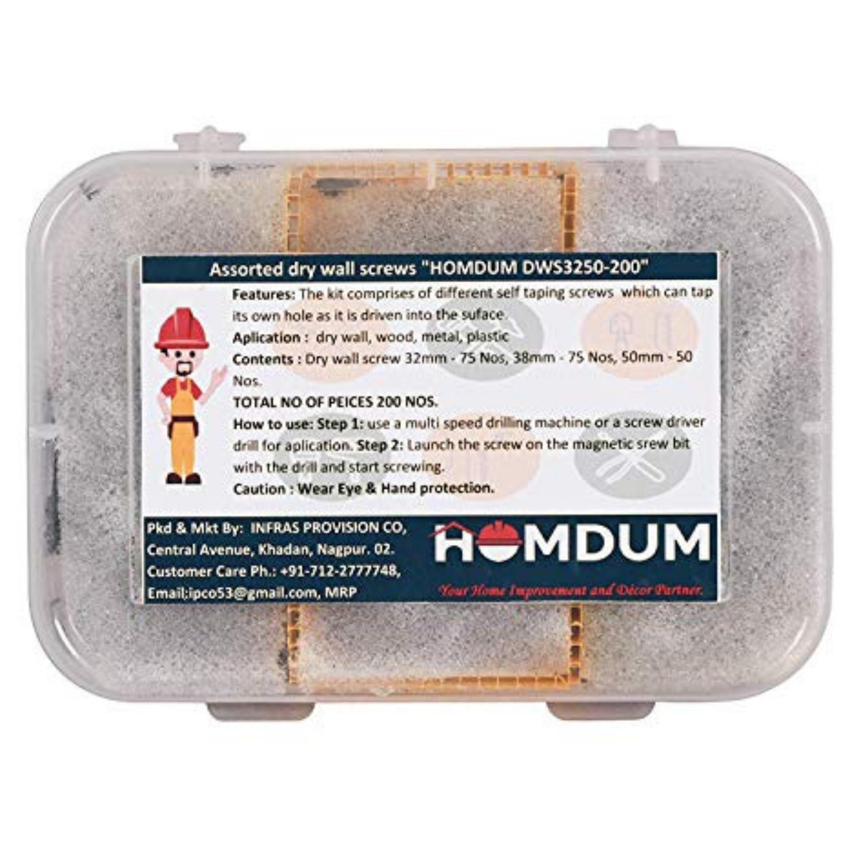 Homdum Black Dry Wall Screws (32mm, 38mm, 50mm)