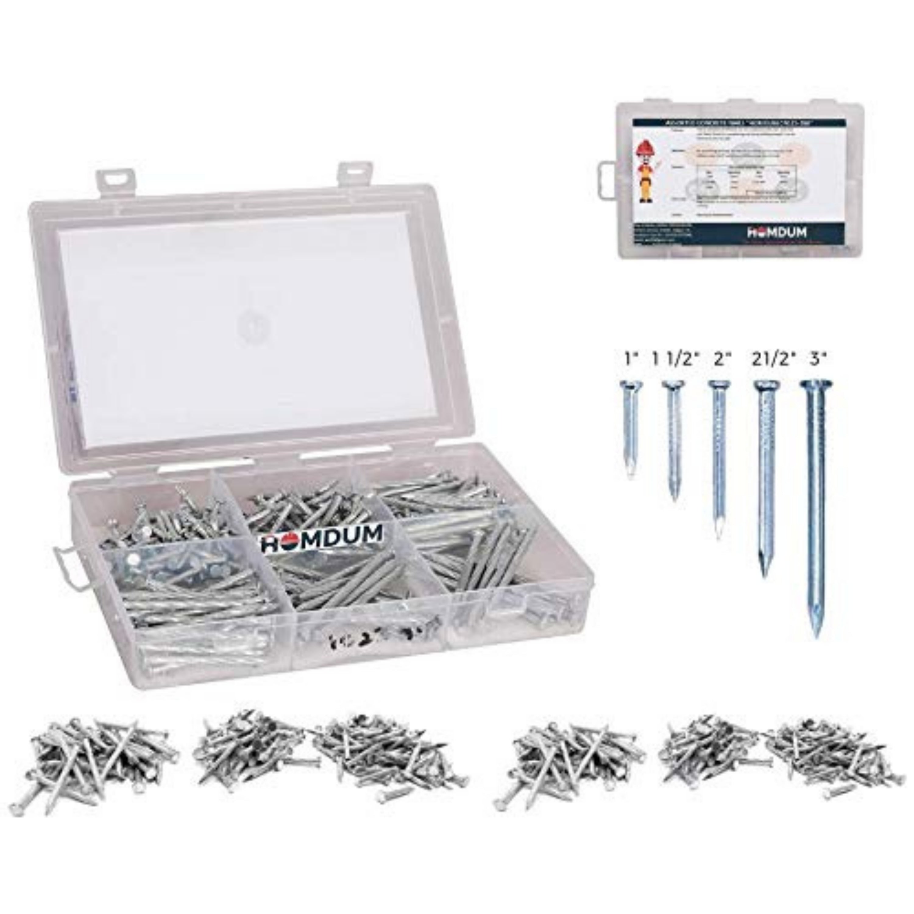 Homdum Assorted Hard Steel Concrete Nails