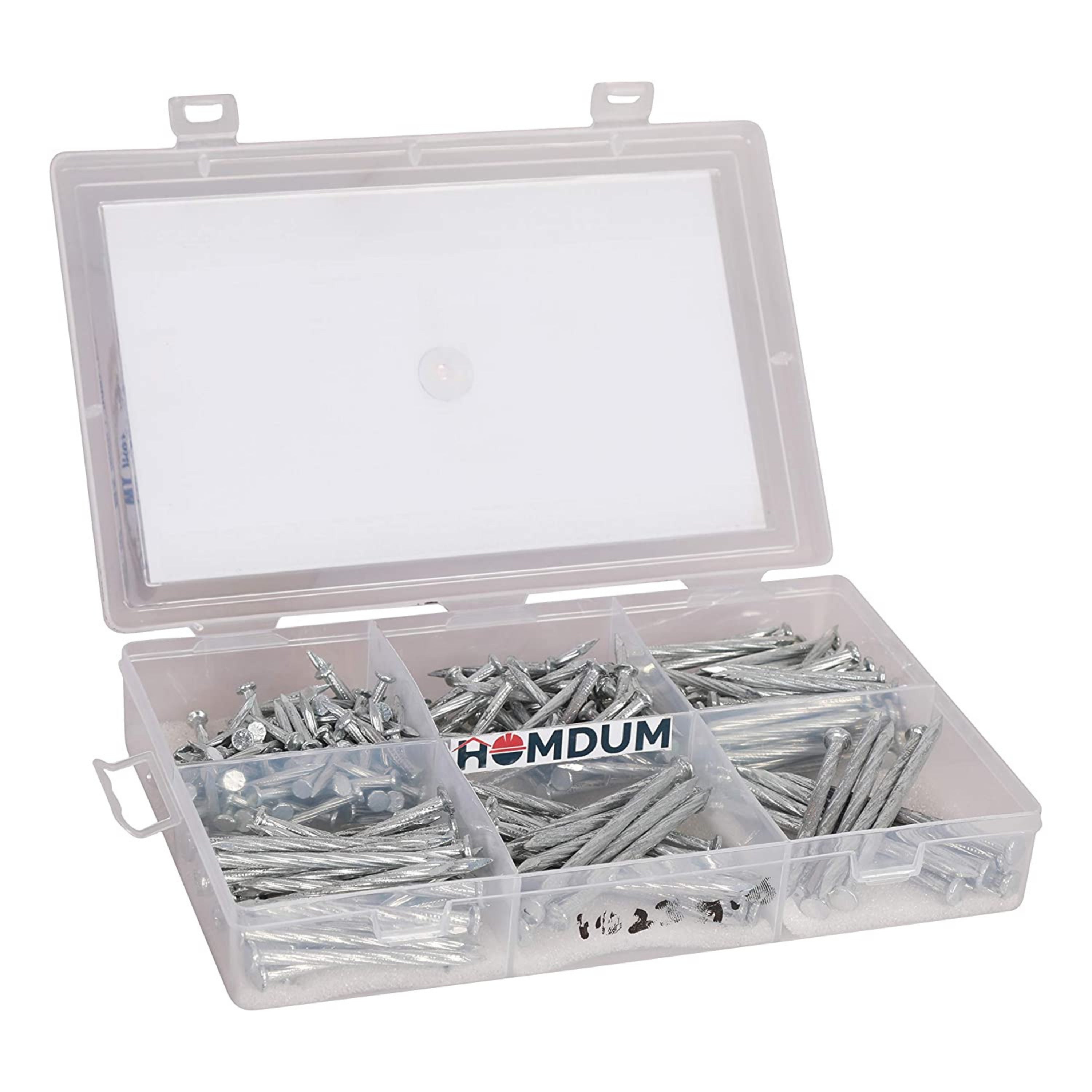 Homdum 260 Pcs of 5 sizes Hard Steel Concrete Nails