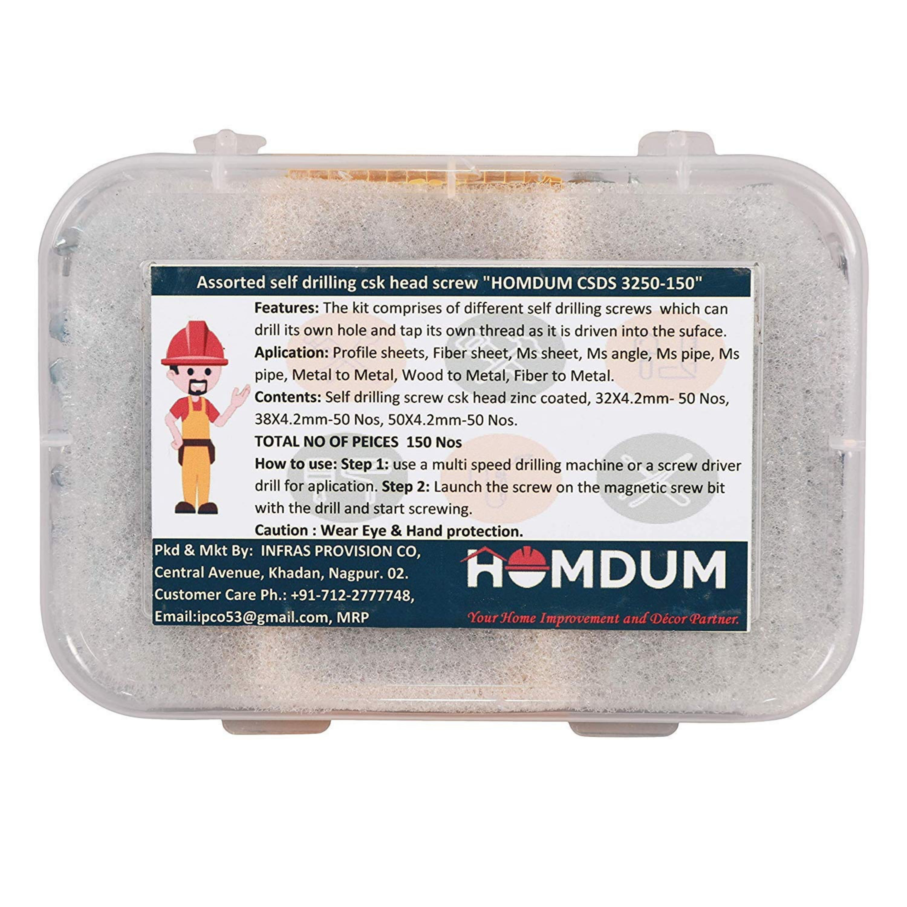 Homdum Assorted Self-Drilling Screw Csk Head Screws (CSDS 1325-301)