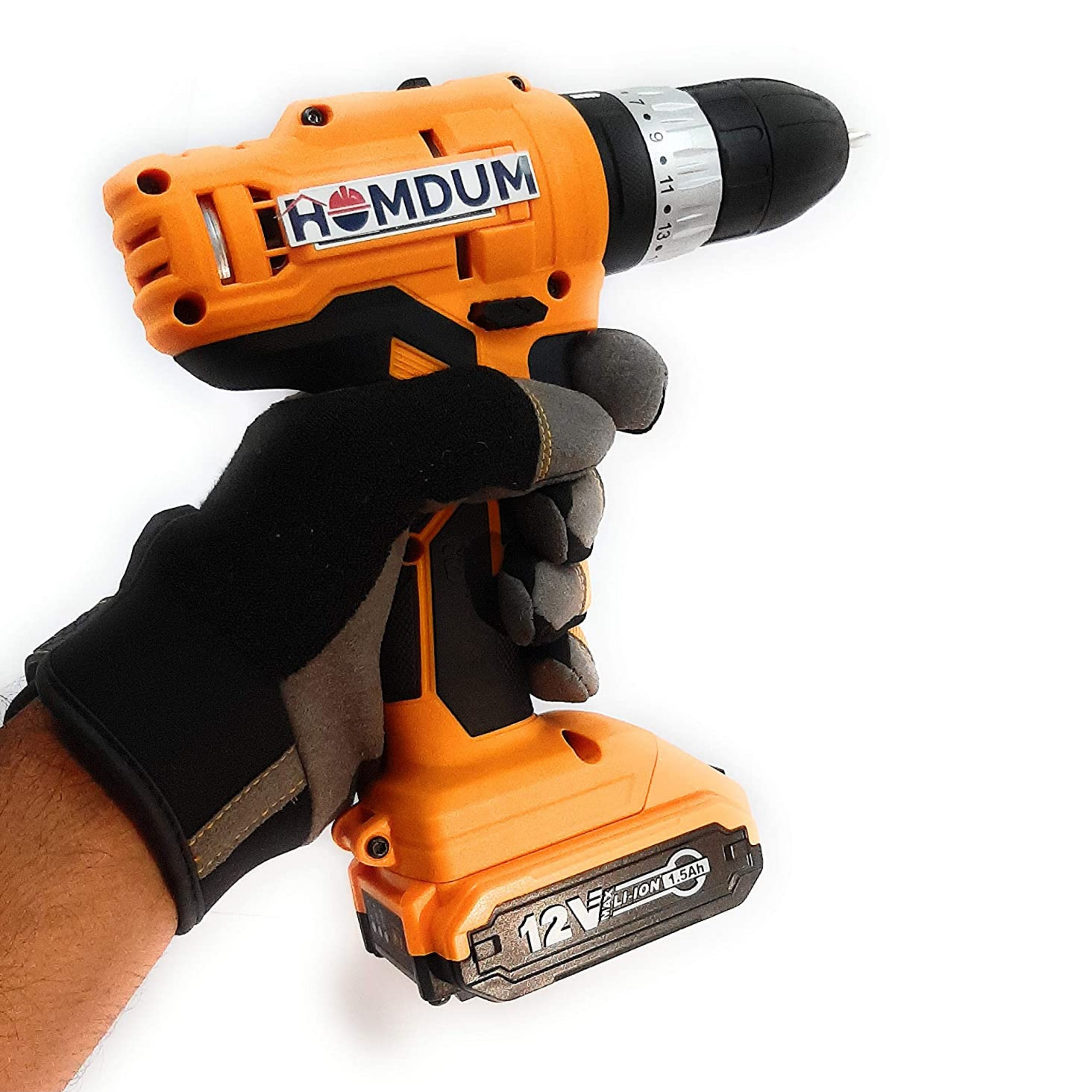 Homdum Cordless 10mm Multi Function Drill - Impact Hammer Drill - 18 Stage Torque Screwdriver - Two speed control - Keyless Drill Chuck - 12V-Max Li-Ion 1.5Ah.