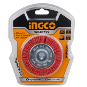 Homdum INGCO Red Nylon Fiber Brush Circular Brush 75 mm Diameter ¼” Shaft 4500rpm Drill bits Cleaning Brush Polishing Brush Derusting disc Brush