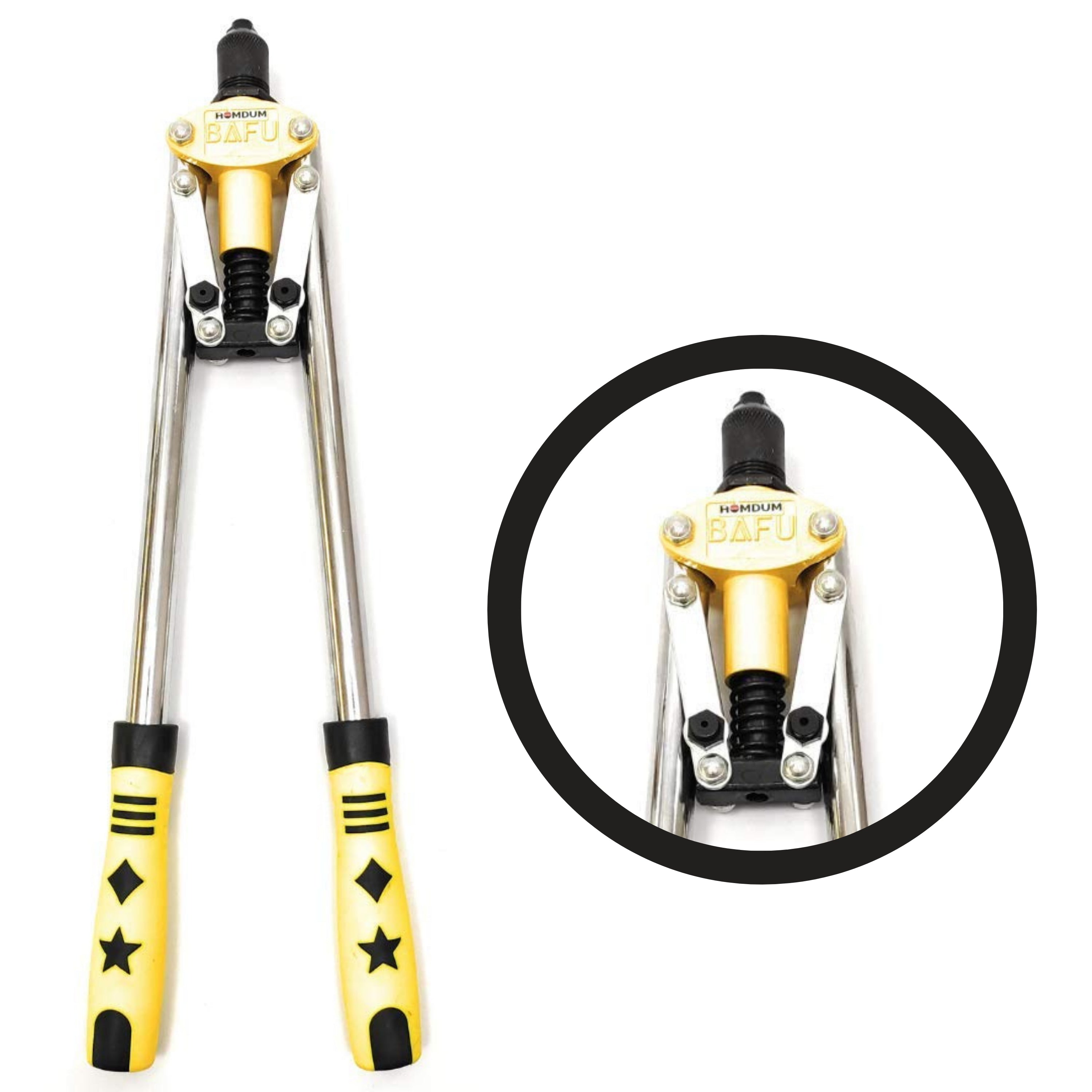 HOMDUM NON SLIP 17" DOUBLE HANDLE RIVET GUN WITH 300 NOS RIVETS