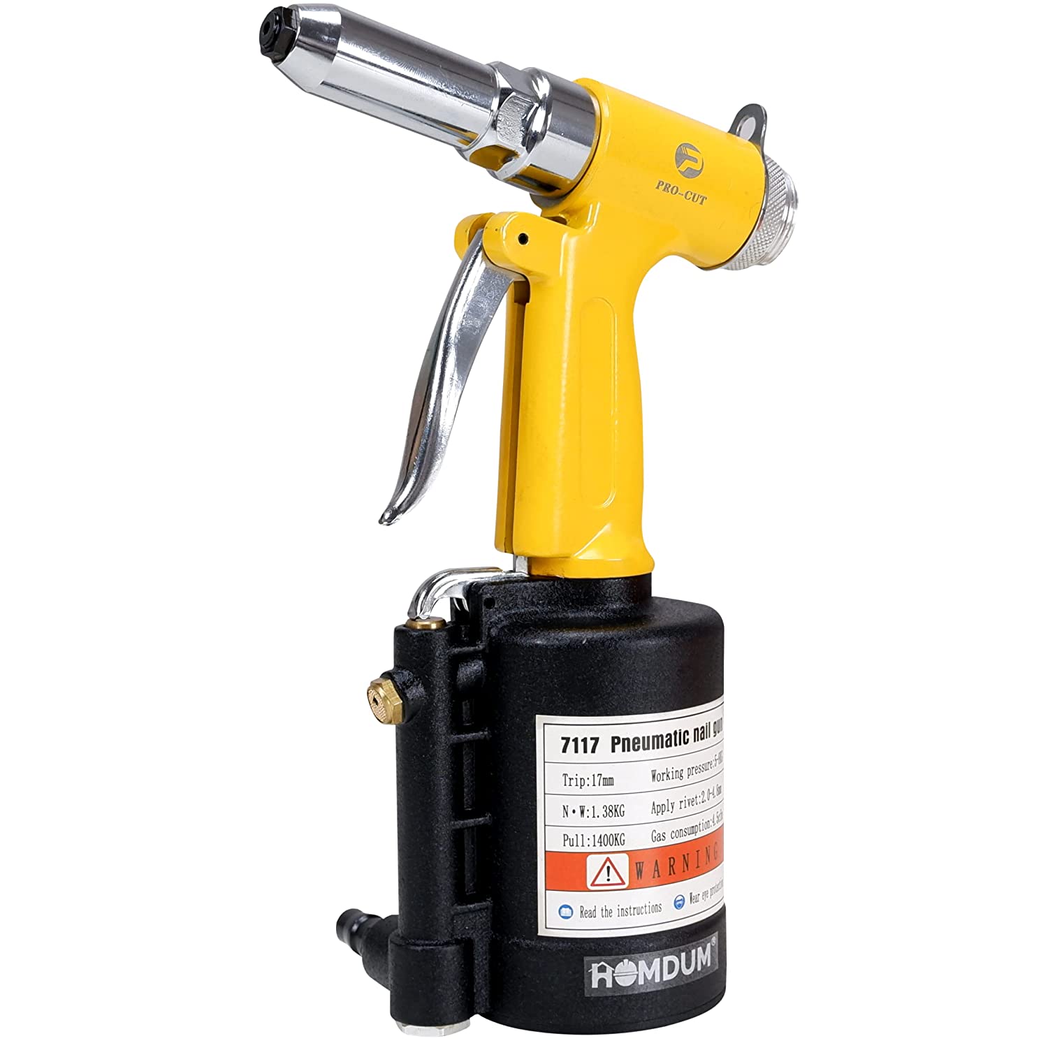 Homdum Pneumatic Pop Rivet Gun heavy duty tool for Steel Aluminium Riveting, Air Powered Hydraulic hand Riveter machine.