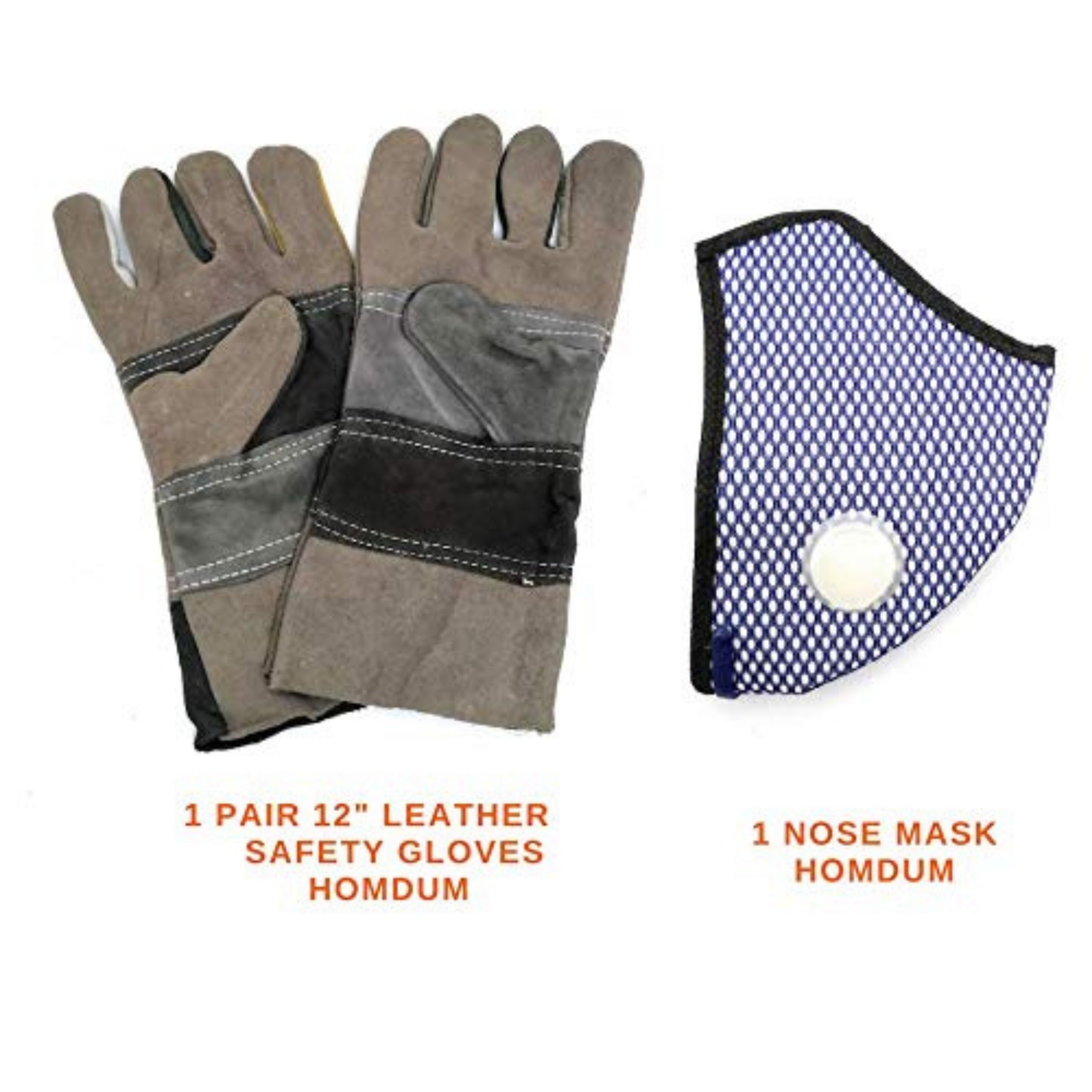Homdum 12" leather safety gloves and nose mask