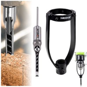 Homdum 3/8 inch Square hole drill bits wood mortising chisel With Jig