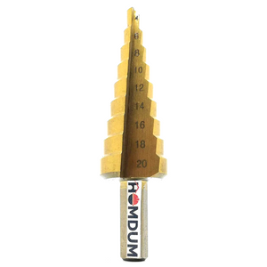 Homdum HSS Titanium Coated Hex Shank 4-20 MM Stepped Drill Bit, Metal Sheet Hole Cutter