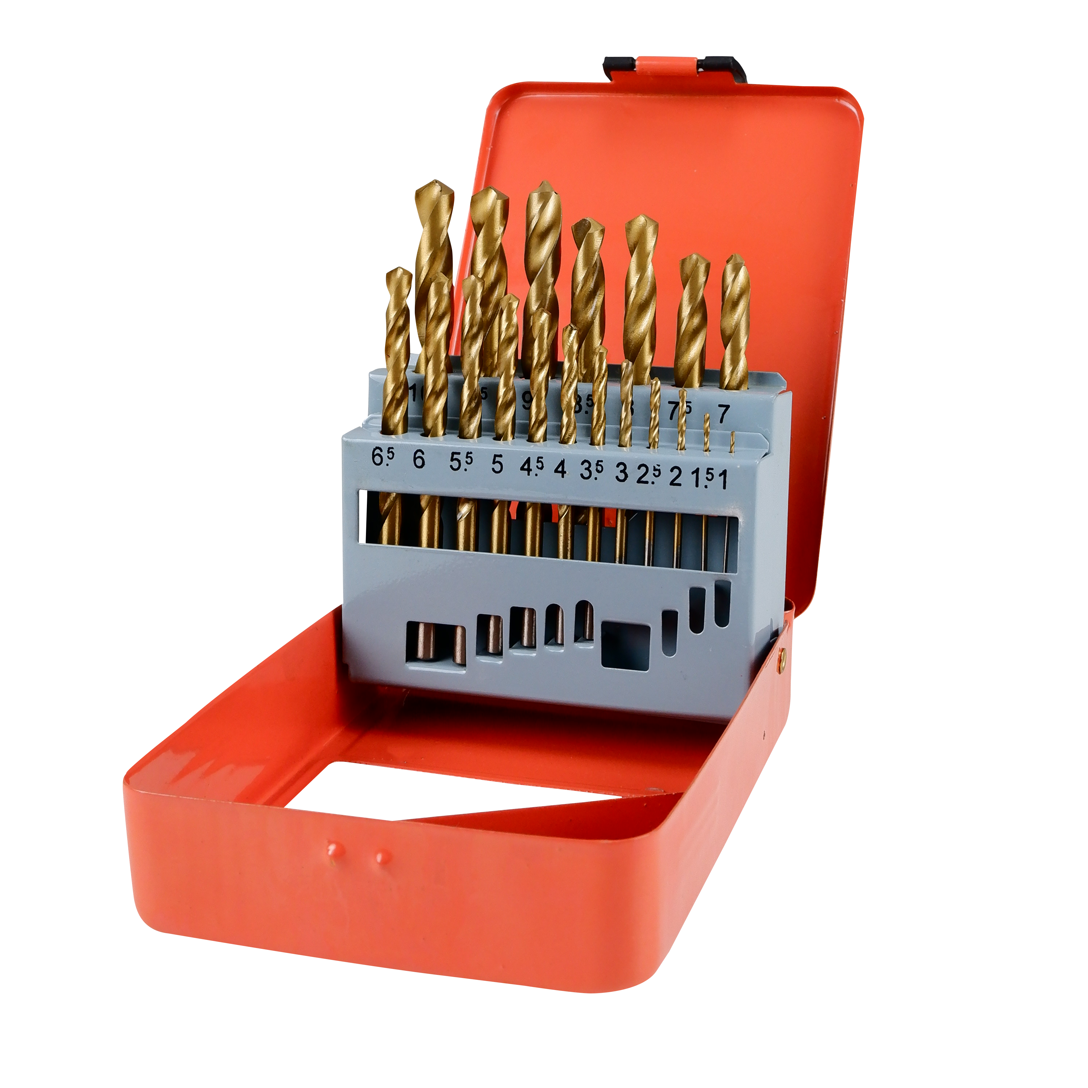 Homdum HSS Drill Bit Set 19 Pcs Maf High Speed Steel Titanium Coated Woodworking Twist Drill Bit Tool Set 1.5-6.5mm (Metal Iron, Aluminium, Wood etc)