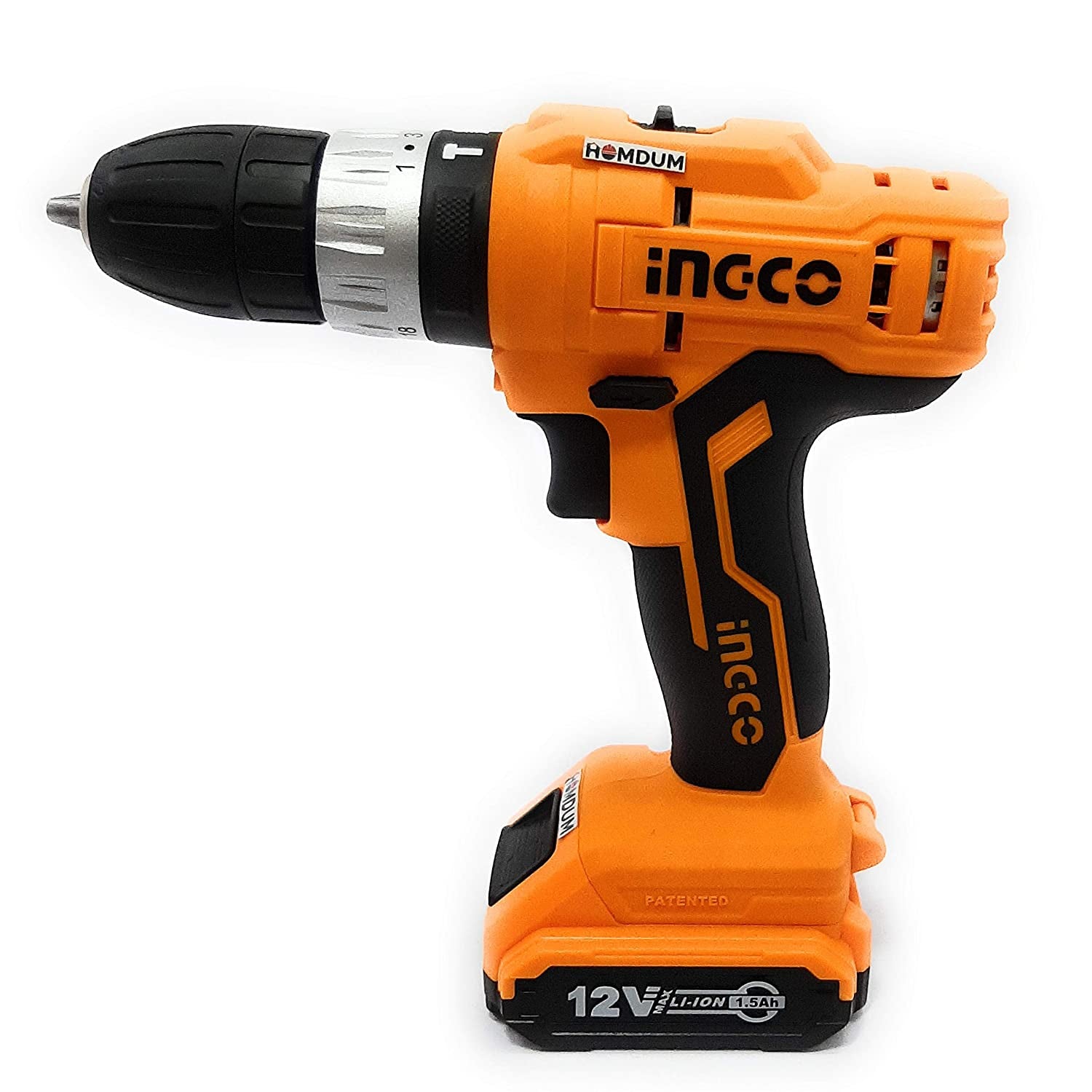 Homdum Cordless 10mm Multi Function Drill - Impact Hammer Drill - 18 Stage Torque Screwdriver - Two speed control - Keyless Drill Chuck - 12V-Max Li-Ion 1.5Ah.