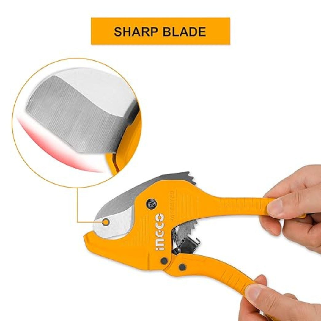 INGCO PVC Pipe Cutter – Ratchet Type Plumbing Pipe Cutting Tool - HPCS05428