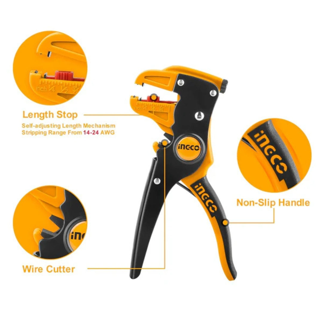 INGCO  2 in 1 Cable Wire Stripper & Cutter Tool for Electrical Repair - HWSP15608