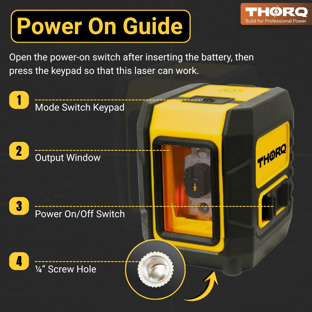 Green Laser Level 2 Cross Line (Horizontal + Vertical)- self Leveling 110° Laser Level (30m / 100ft)