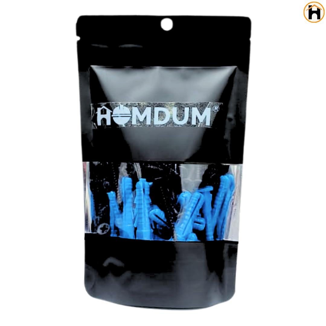 Homdum Nylon Plug with Screws 1 1/2 inch (38 mm screw with plastic sleeve) Pack of 100. (1 1/2")