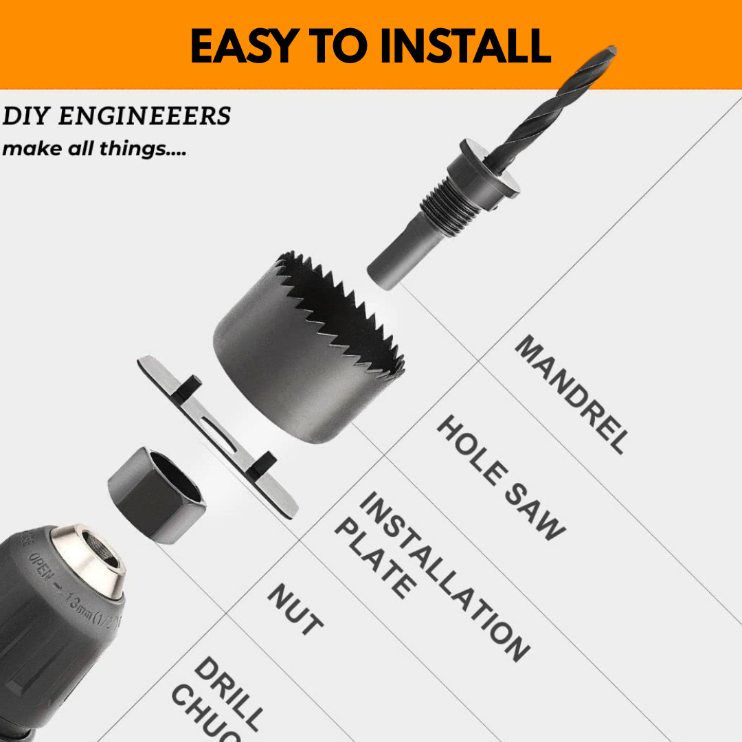 16 Pcs Hole Saw Set Drill Bit Carbide Tipped Round Cutter