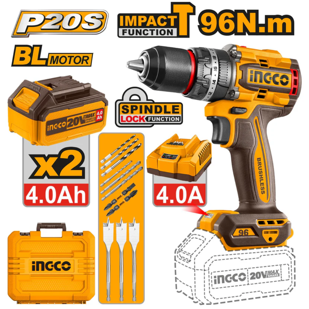 CIDLI20968 INGCO CORDLESS IMPACT DRILL