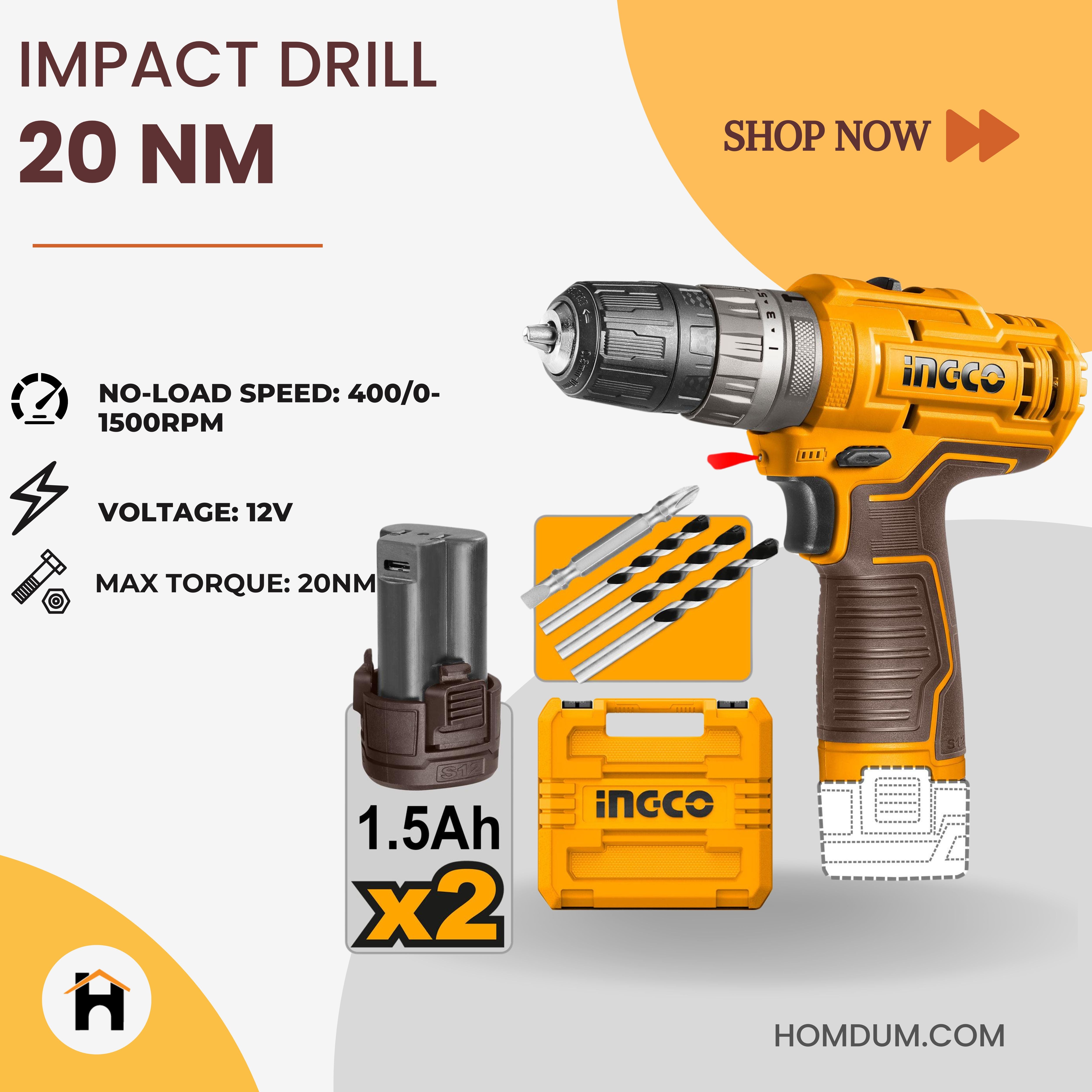 Ingco Cordless impact drill CIDLI12202