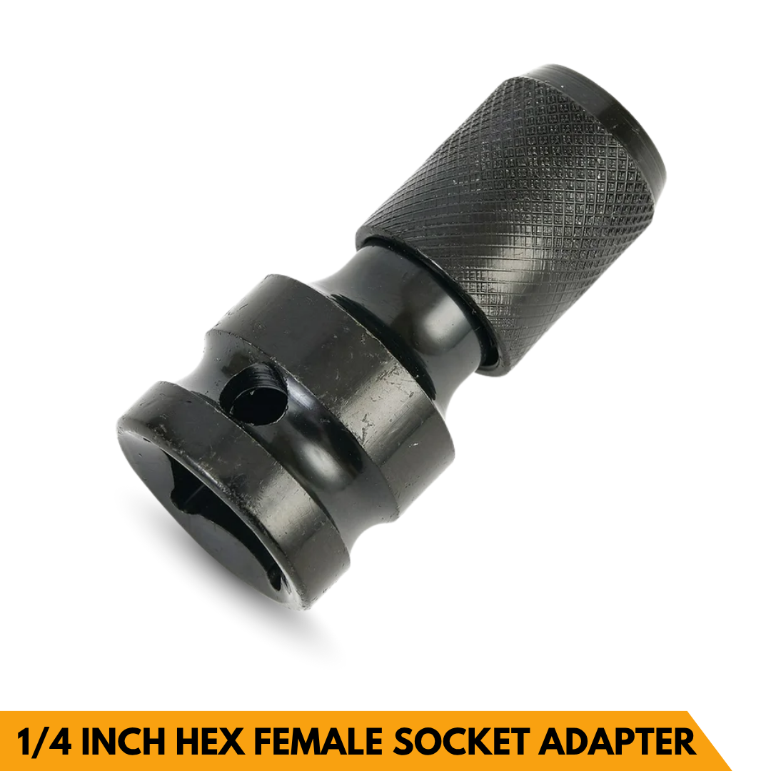 1/2 INCH SQUARE DRIVE TO 1/4 INCH HEX FEMALE SOCKET ADAPTER