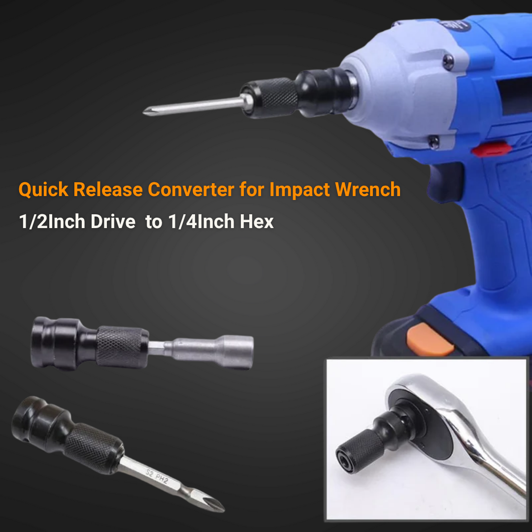 1/2 INCH SQUARE DRIVE TO 1/4 INCH HEX FEMALE SOCKET ADAPTER