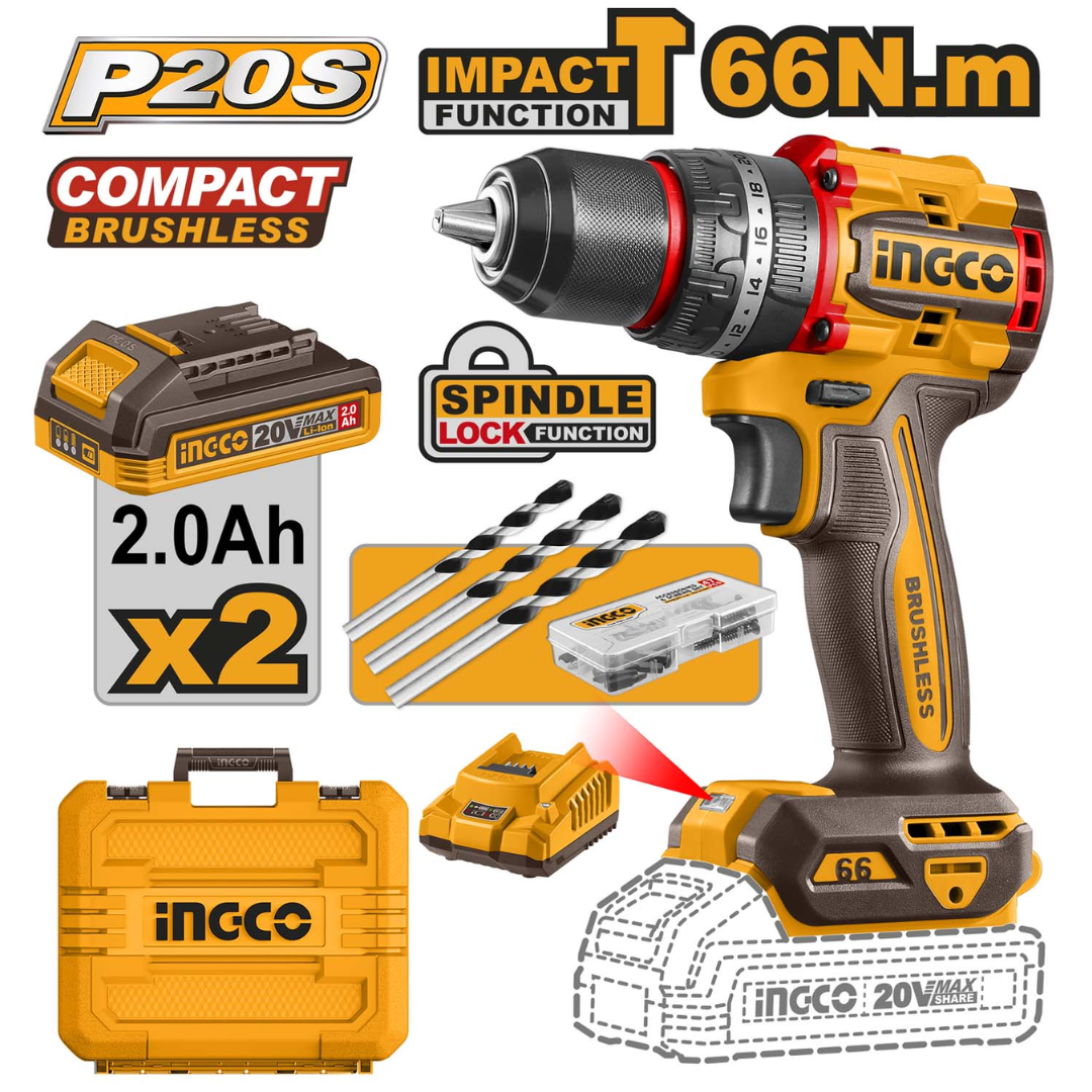 CIDLI20668 INGCO CORDLESS IMPACT DRILL