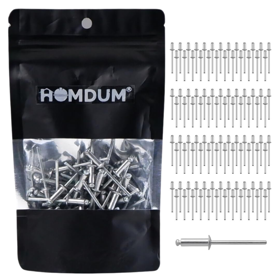 Homdum Aluminium Blind Rivet - Metal POP Rivets for Riveting Gun/Riveter machine Pack of 100 Pieces. (3.2 x 20)
