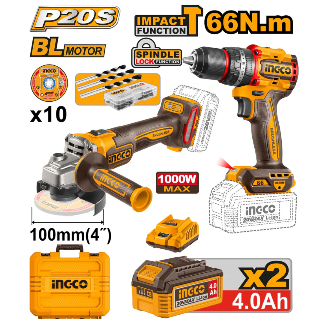 CKLI2027310 INGCO CORDLESS 2PC COMBO SET