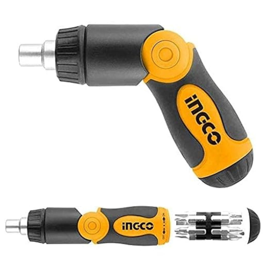 INGCO AKISD1208 13-in-1 Ratchet Screwdriver Set with Folding Handle & CR-V Bits - AKISD1208