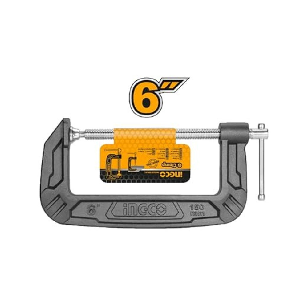 INGCO  6 Inch G Clamp – Heavy Duty Cast Iron Clamping Tool - HGC0106