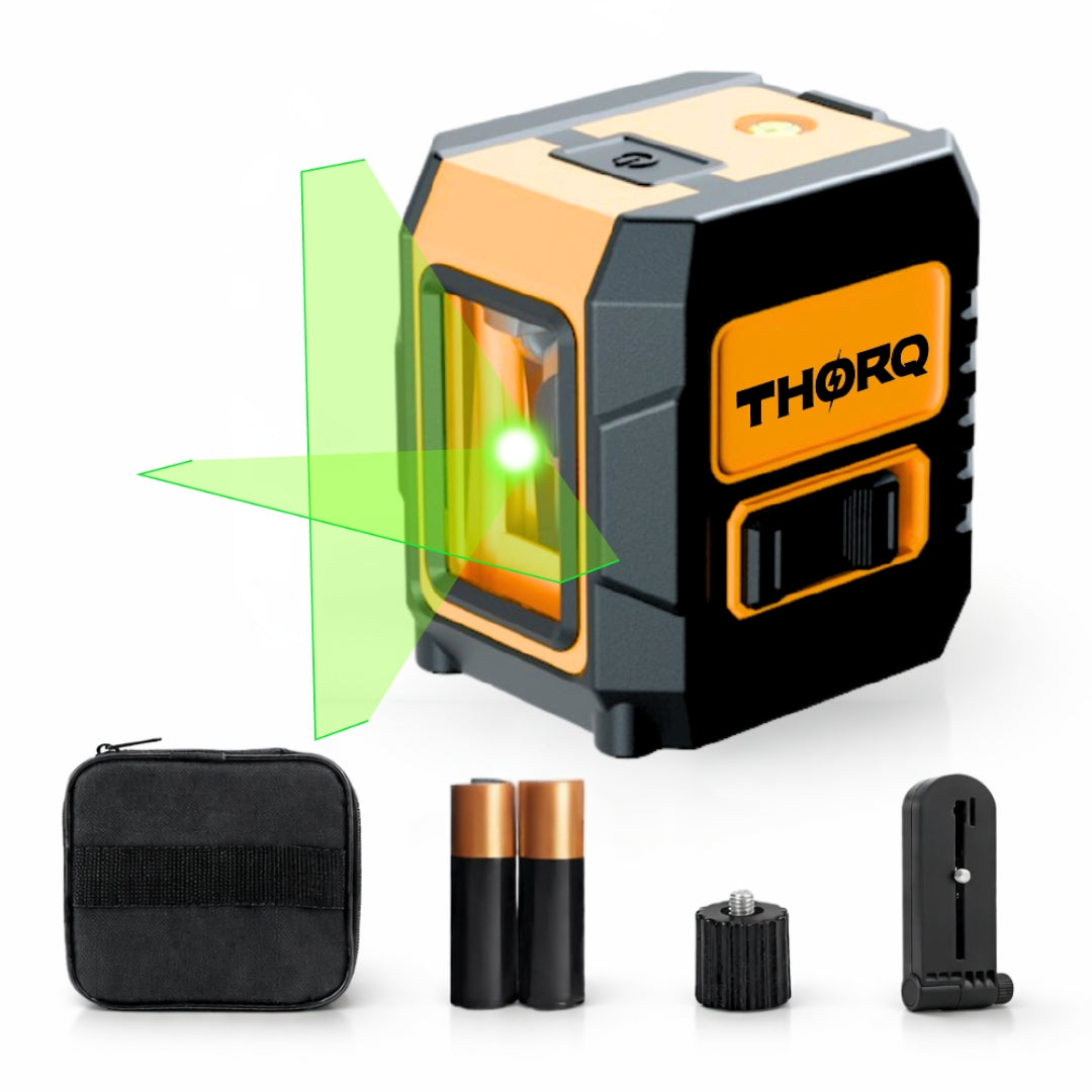 Green Laser Level 2 Cross Line (Horizontal + Vertical)- self Leveling 110° Laser Level (30m / 100ft)