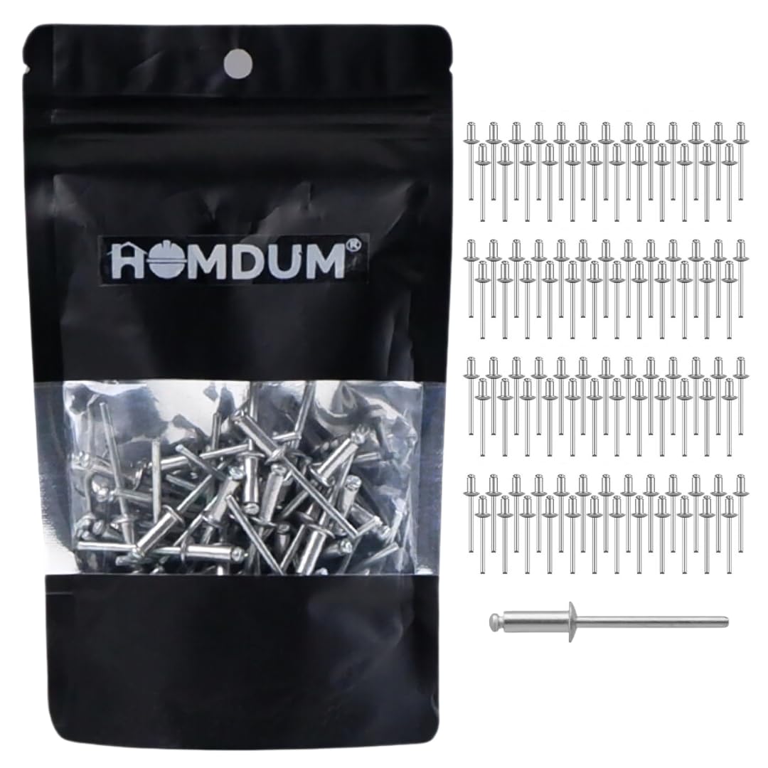 HOMDUM Aluminium Blind Rivet 4.0 x 20 mm – Metal POP Rivets for Riveting Gun/Riveter Machine Pack of 100 Pieces