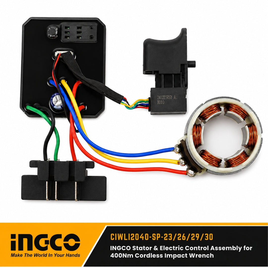 INGCO Stator & Electric Control Assembly for 400Nm Cordless Impact Wrench (CIWLI2040-SP-23/26/29/30)