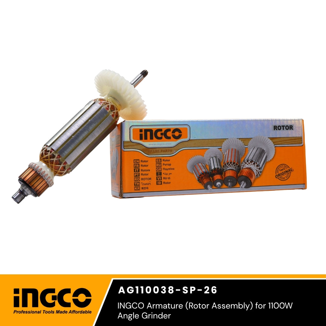 INGCO Armature (Rotor Assembly) for 1100W Angle Grinder (AG110038-SP-26 | Part No. DD00008304)
