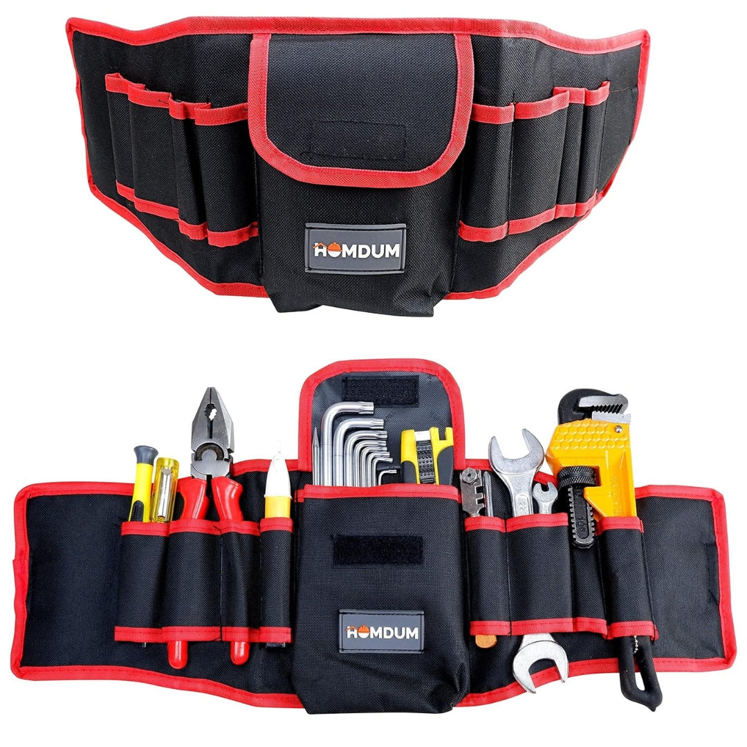 HOMDUM 20 Inch Tool Belt Organizers – Heavy Duty Canvas Tool Pouch with Multiple Pockets for Carpenter, Electrician & DIY Tool Storage